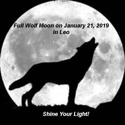 Full Wolf Moon on January 21, 2019 in Leo